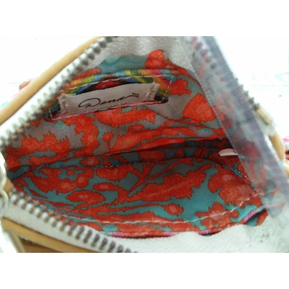 Dena Canvas Chevron Striped Aztec‎ Pink Orange Teal Tassel Pouch Bag Wristlet